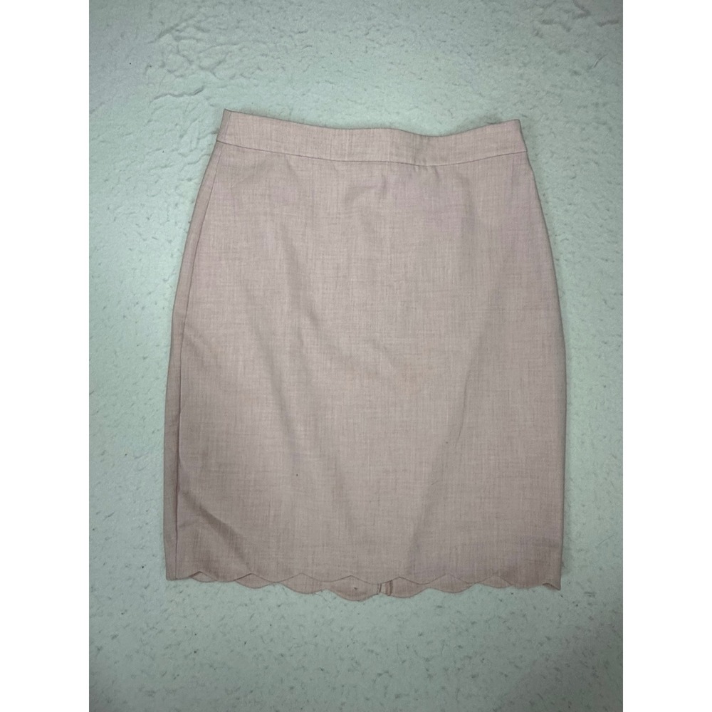 Elle Womens Size 8 Pastel Pink Scalloped Hem Pencil Skirt Career Business Casual